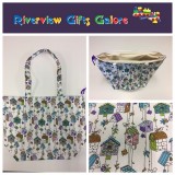 Large Tote Bag With Zip - Bird Houses Large Tote Bag With Zip - Bird Houses